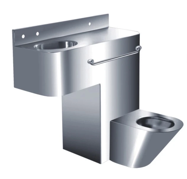 Paslanmaz çelik 304 kombinasyon tuvalet tavası lavabo ile